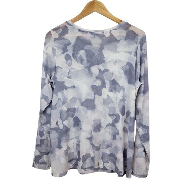 LOGO Layers Lori Goldstein Watercolor Printed Mesh Cardigan in Pearl Size M NWOT - Picture 4 of 6